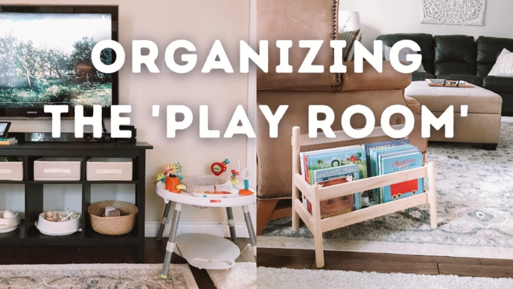 organize living room with toys